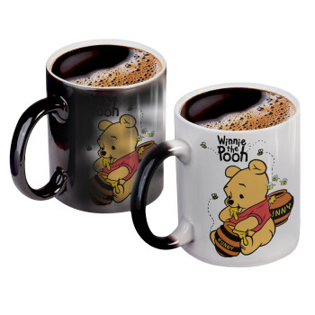 Winnie the Pooh, Color changing magic Mug, ceramic, 330ml when adding hot liquid inside, the black colour desappears (1 pcs)