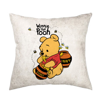 Winnie the Pooh, Μαξιλάρι καναπέ Δερματίνη Γκρι 40x40cm με γέμισμα