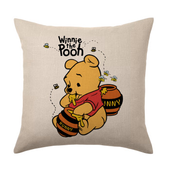 Winnie the Pooh, Μαξιλάρι καναπέ ΛΙΝΟ 40x40cm περιέχεται το  γέμισμα