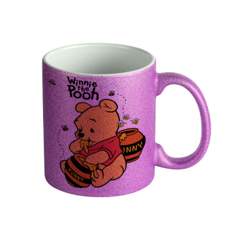 Winnie the Pooh, Κούπα Μωβ Glitter που γυαλίζει, κεραμική, 330ml
