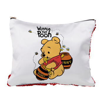 Winnie the Pooh, Τσαντάκι νεσεσέρ με πούλιες (Sequin) Κόκκινο