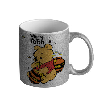 Winnie the Pooh, Κούπα Ασημένια Glitter που γυαλίζει, κεραμική, 330ml