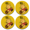 SET of 4 round wooden coasters (9cm)
