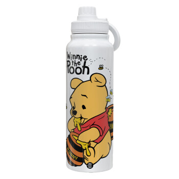 Winnie the Pooh, 1L Stainless Steel Thermal Bottle with Phone Holder & Double Wall Insulation