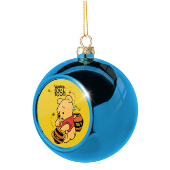 Γουίνι το Αρκουδάκι , Χριστουγεννιάτικη μπάλα δένδρου Μπλε 8cm