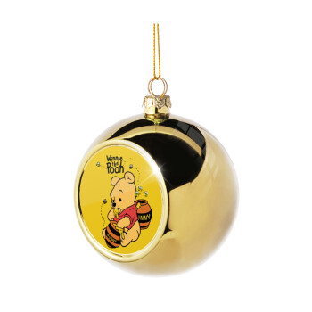 Γουίνι το Αρκουδάκι , Χριστουγεννιάτικη μπάλα δένδρου Χρυσή 8cm
