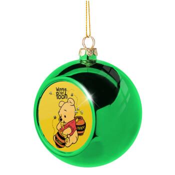 Γουίνι το Αρκουδάκι , Χριστουγεννιάτικη μπάλα δένδρου Πράσινη 8cm
