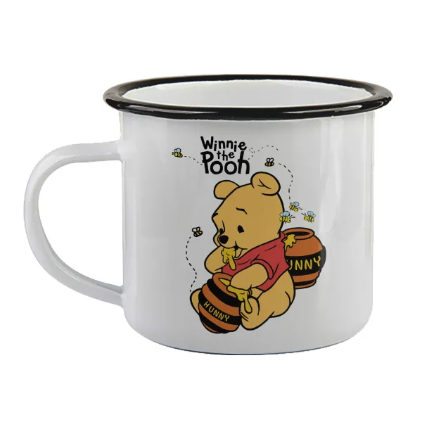 Winnie the Pooh — Enamel mug with black rim, 360ml