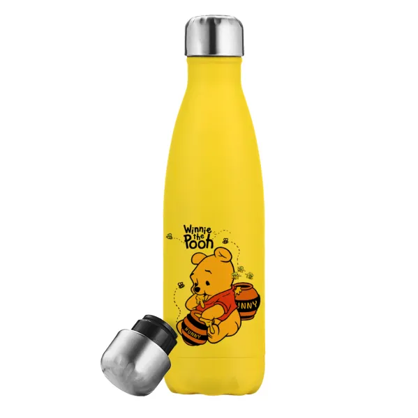 Winnie the Pooh — Yellow Stainless Steel Metallic Thermos, double-walled, 500ml