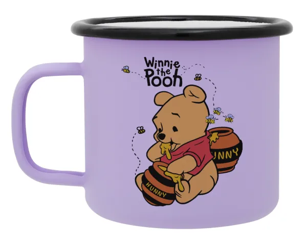 Winnie the Pooh — Metal enamel mug, matte light pastel purple, 360ml