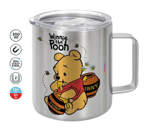 Winnie the Pooh — Double-walled stainless steel mug 300ml with temperature-retaining lid