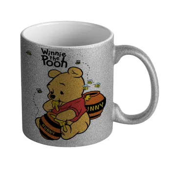 Winnie the Pooh, Κούπα Ασημένια Glitter που γυαλίζει, κεραμική, 330ml