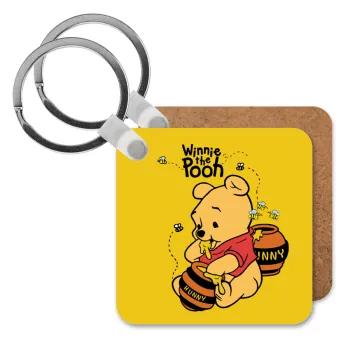 Γουίνι το Αρκουδάκι , Μπρελόκ Ξύλινο τετράγωνο MDF