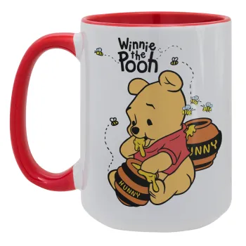 Winnie the Pooh, Κούπα Mega 15oz, κεραμική Κόκκινη, 450ml