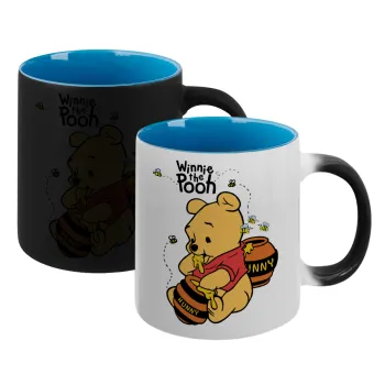 Winnie the Pooh, Κούπα Μαγική εσωτερικό μπλε, κεραμική 330ml που αλλάζει χρώμα με το ζεστό ρόφημα