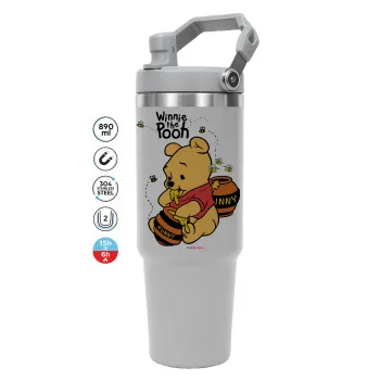 Γουίνι το Αρκουδάκι , ΓΚΡΙ χρώματος Θερμός Ανοξείδωτο 890ml (30oz) με χερούλι