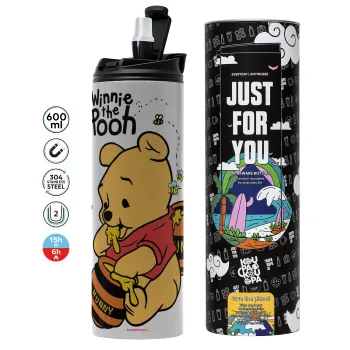 Γουίνι το Αρκουδάκι , Tumbler ποτήρι θερμό ΓΚΡΙ από ανοξείδωτο ατσάλι 600ml