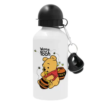 Γουίνι το Αρκουδάκι , Μεταλλικό παγούρι νερού, Λευκό, αλουμινίου 500ml