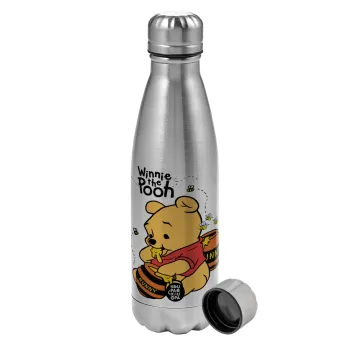 Winnie the Pooh, Metallic water bottle, stainless steel, 750ml