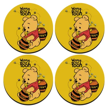 Winnie the Pooh, SET of 4 round wooden coasters (9cm)