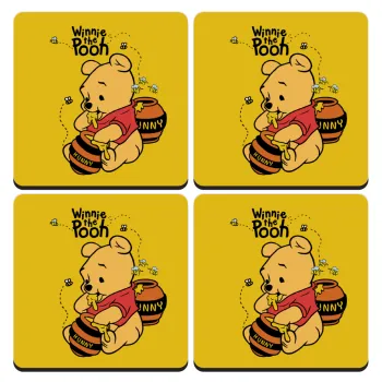 Winnie the Pooh, ΣΕΤ 4 Σουβέρ ξύλινα τετράγωνα (9cm)