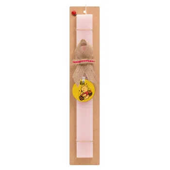 Winnie the Pooh, Easter Set, wooden keychain & scented flat Easter candle (30cm) (PINK)