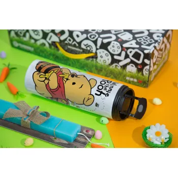 Γουίνι το Αρκουδάκι , Πασχαλινή Λαμπάδα με Travel Tumbler θερμό με διπλό καπάκι (600ml, BPA free) & κερί αρωματικό πλακέ (30cm) (ΤΙΡΚΟΥΑΖ)