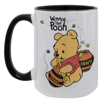 Winnie the Pooh, Κούπα Mega 15oz, κεραμική Μαύρη, 450ml
