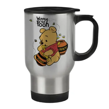 Winnie the Pooh, Stainless steel travel mug with lid, double wall 450ml
