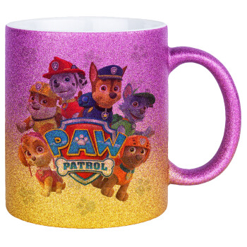 PAW patrol, Κούπα Χρυσή/Ροζ Glitter, κεραμική, 330ml