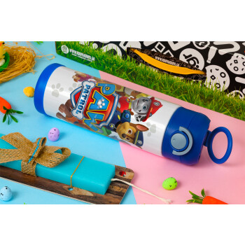 PAW patrol, τα κουτάβια, Πασχαλινή Λαμπάδα με Παιδικό παγούρι θερμό, ανοξείδωτο, με καλαμάκι ασφαλείας, ΜΠΛΕ (500ml)