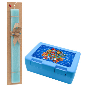 PAW patrol, Easter Set, children's snack container BLUE & Easter aromatic flat candle (30cm) (TURQUOISE)