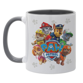PAW patrol, τα κουτάβια, Κούπα χρωματιστή γκρι, κεραμική, 330ml