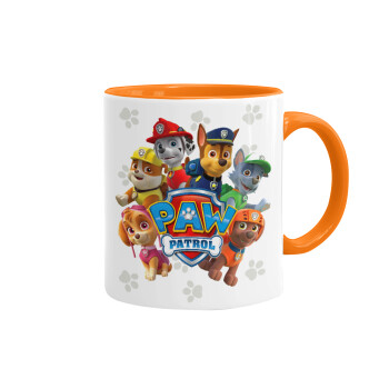 PAW patrol, τα κουτάβια, Κούπα χρωματιστή πορτοκαλί, κεραμική, 330ml