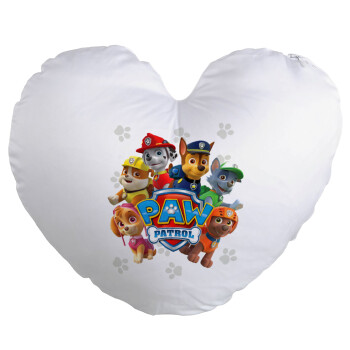 PAW patrol, τα κουτάβια, Μαξιλάρι καναπέ καρδιά 40x40cm περιέχεται το  γέμισμα