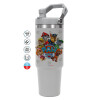 ΓΚΡΙ χρώματος Θερμός Ανοξείδωτο 890ml (30oz) με χερούλι