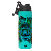 Metallic water bottle with safety lid, 850ml aluminum