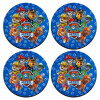 SET of 4 round wooden coasters (9cm)