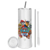 Tumbler stainless steel 600ml, with metal straw & cleaning brush