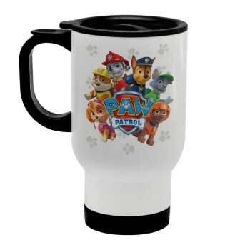 PAW patrol, Stainless steel travel mug with lid, double wall white 450ml