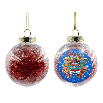 PAW patrol, Transparent Christmas tree ball ornament with red filling 8cm