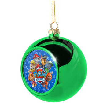 PAW patrol, Χριστουγεννιάτικη μπάλα δένδρου Πράσινη 8cm