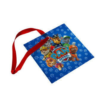 PAW patrol, Christmas ornament, glass square ornament 9x9cm