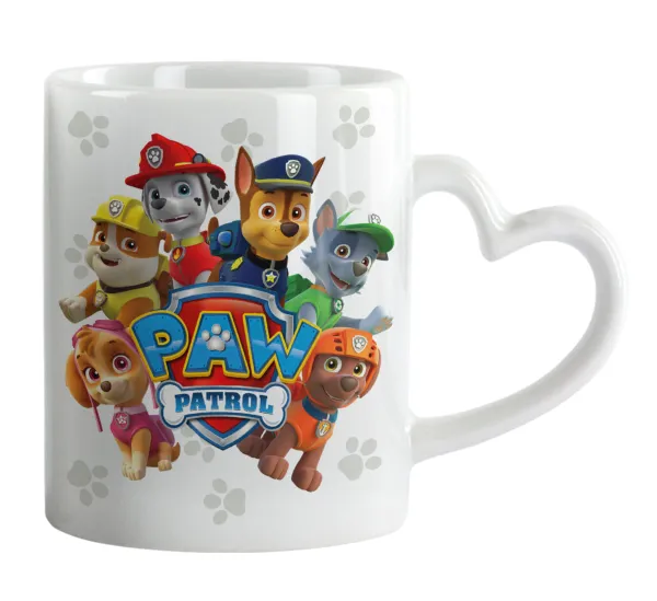 PAW patrol — Κούπα καρδιά χερούλι λευκή, κεραμική, 330ml