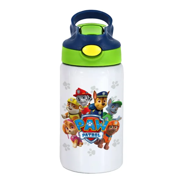 PAW patrol — Παιδικό παγούρι θερμό, ανοξείδωτο, με καλαμάκι ασφαλείας, πράσινο/μπλε (350ml)