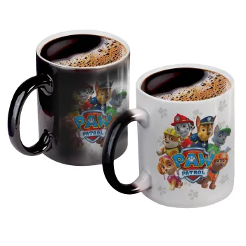 PAW patrol, Color changing magic Mug, ceramic, 330ml when adding hot liquid inside, the black colour desappears (1 pcs)