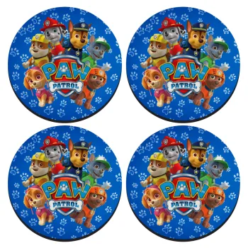 PAW patrol, τα κουτάβια, ΣΕΤ 4 Σουβέρ ξύλινα στρογγυλά (9cm)