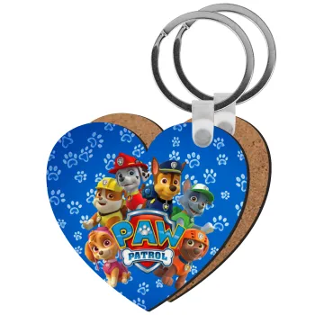 PAW patrol, τα κουτάβια, Μπρελόκ Ξύλινο καρδιά MDF