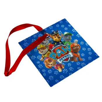PAW patrol, Christmas ornament, glass square ornament 9x9cm