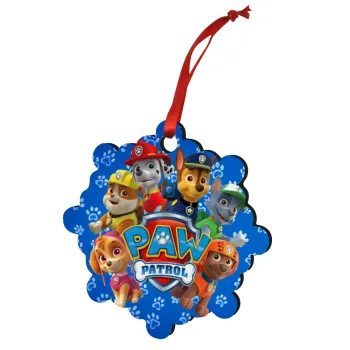 PAW patrol, τα κουτάβια, Στολίδι Χριστουγεννιάτικο στολίδι snowflake ξύλινο 7.5cm